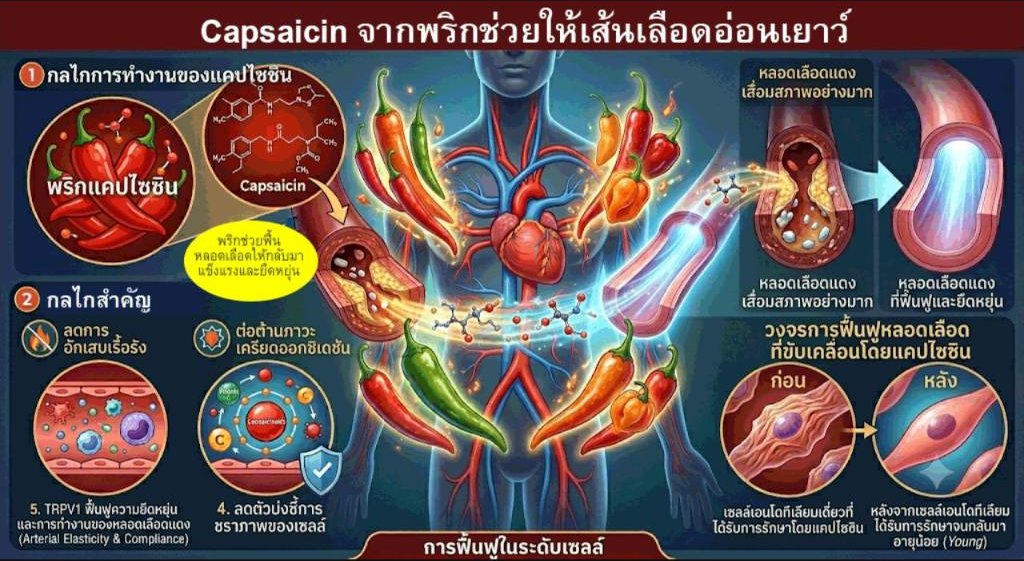 Capsaicin: สารลับในพริกที่อาจเป็นกุญแจสำคัญสู่หลอดเลือดที่อ่อนเยาว์